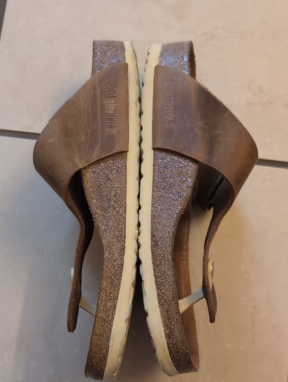 BIRKENSTOCK GIZAH LEATHER SANDALS SIZE 41 Gold BROWN - Picture 4 of 9